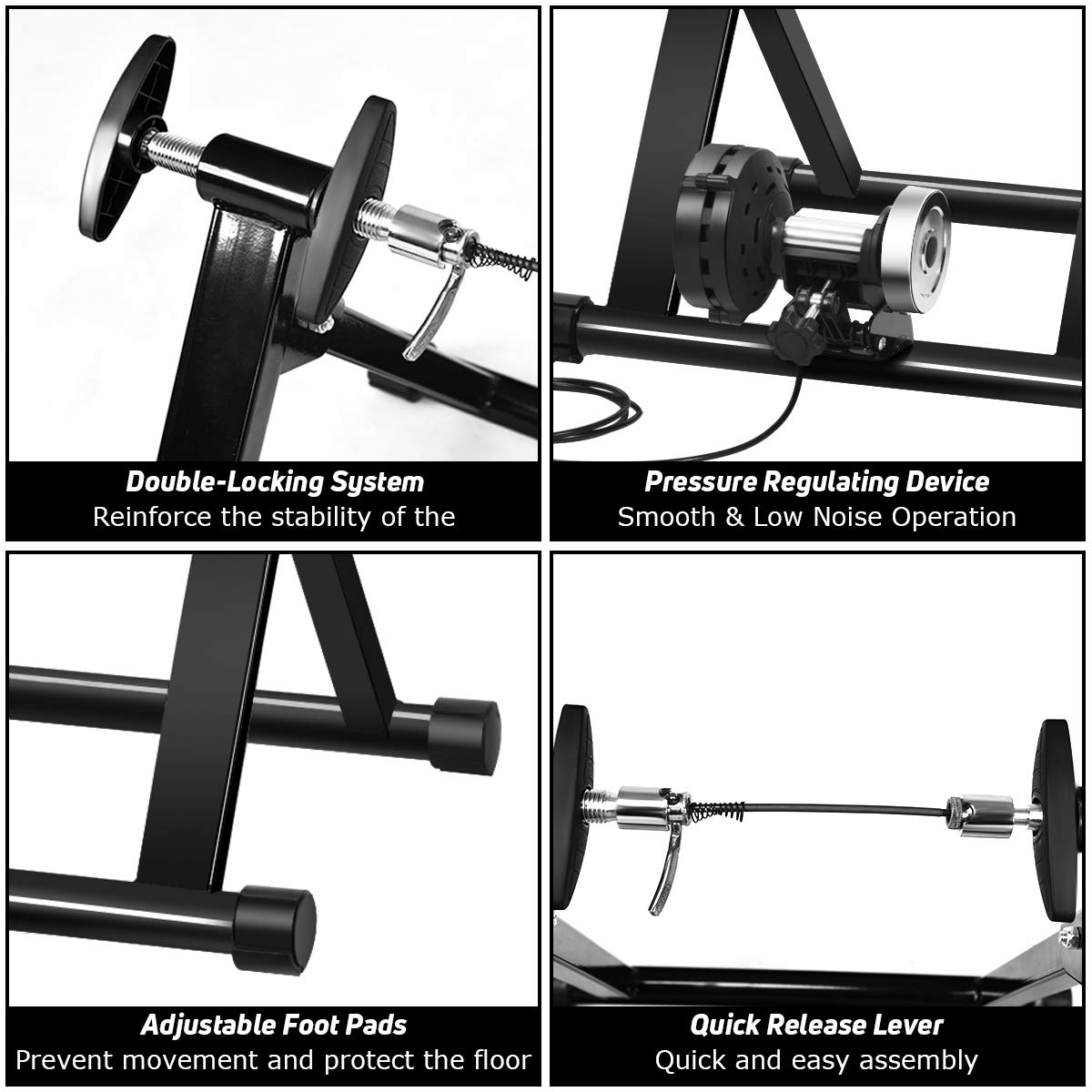 Goplus Bike Trainer Stand, Indoor Magnetic Exercise Bicycle Trainers with 8 Levels Resistance