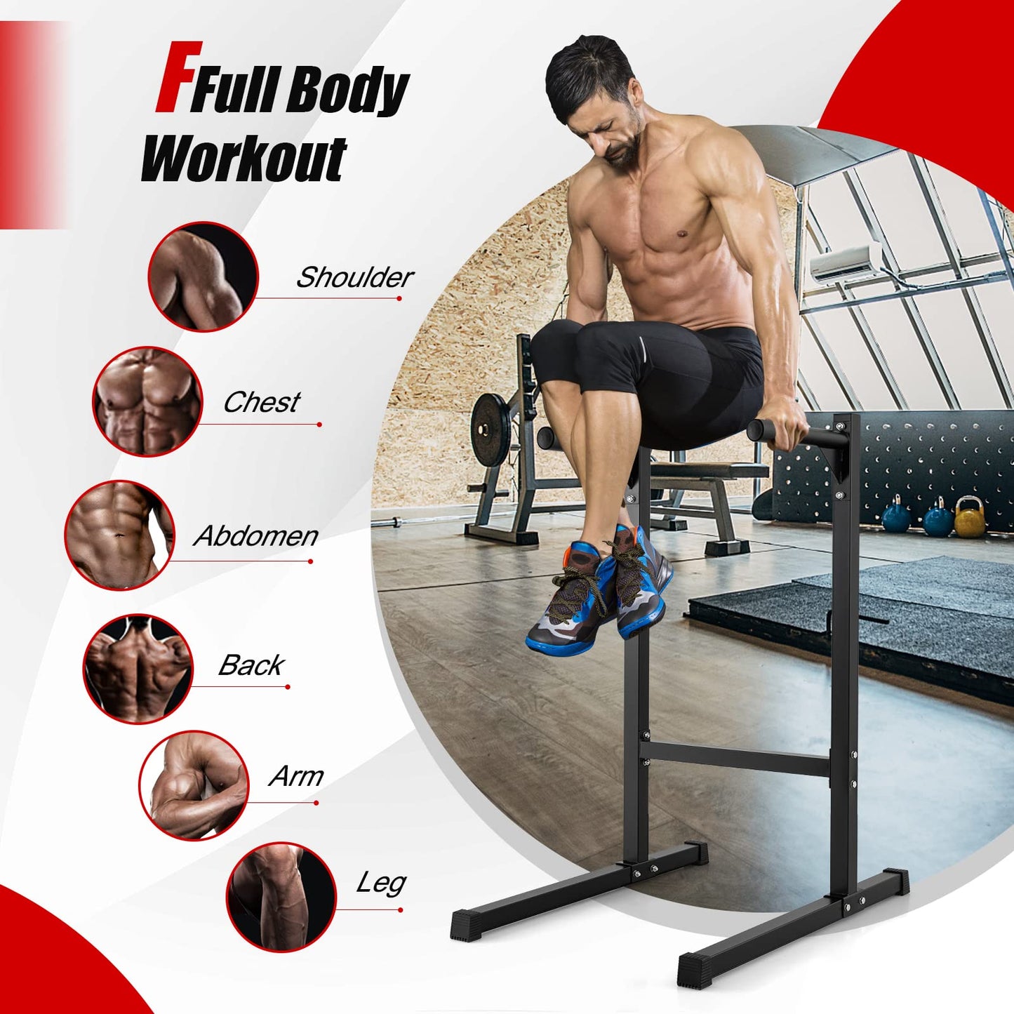 Goplus Multifunctional Dip Stand Dip Station, 600 LBS Capacity Heavy Duty Dip Bar Push Up Bar