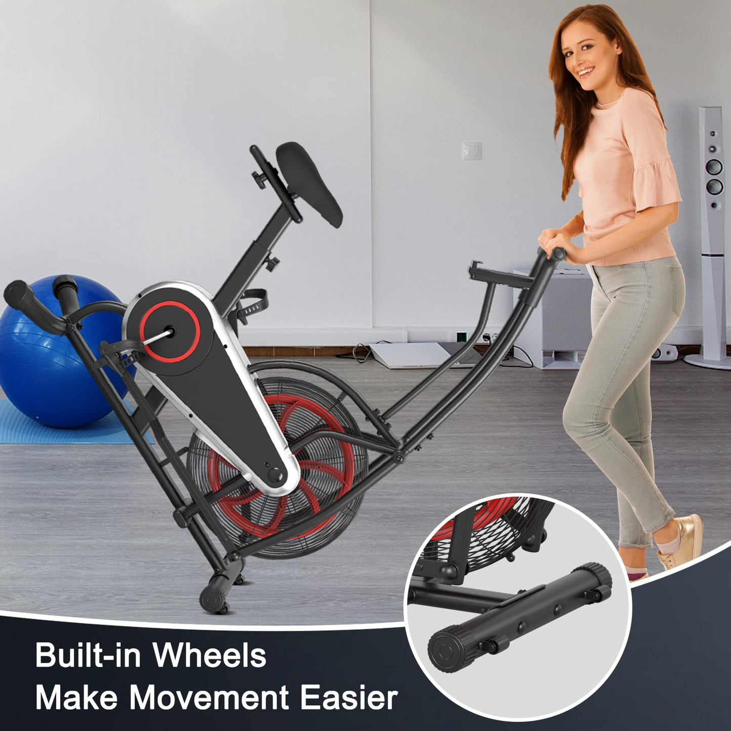 Goplus Air Bike, Fan Exercise Bike with Unlimited Resistance