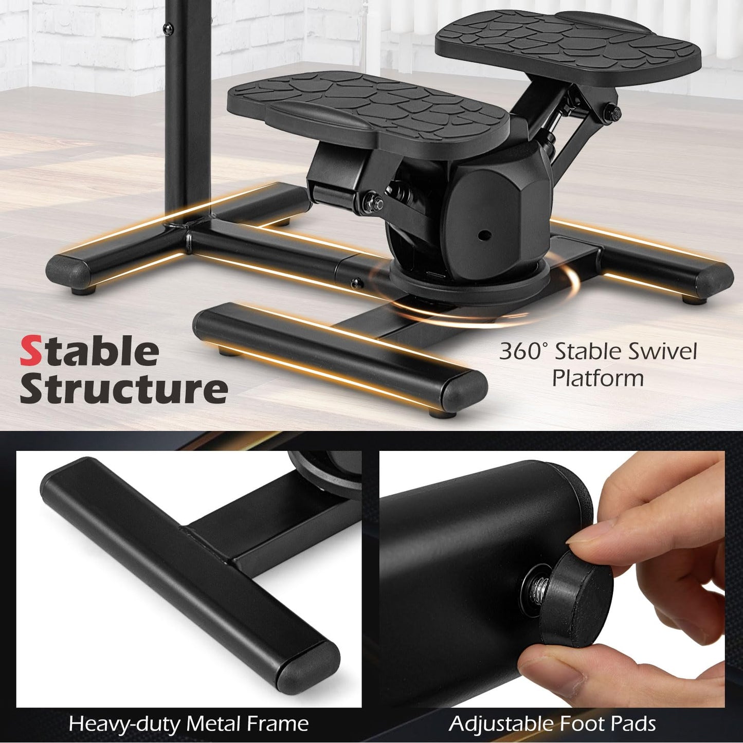 Goplus 2 in 1 Twist Stepper with Handlebar Waist Twister Platform & LCD Monitor