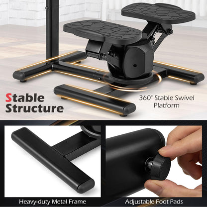 Goplus 2 in 1 Twist Stepper with Handlebar Waist Twister Platform & LCD Monitor