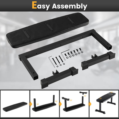 Goplus Flat Weight Bench, 660 LBS Heavy Duty Strength Training Exercise Bench