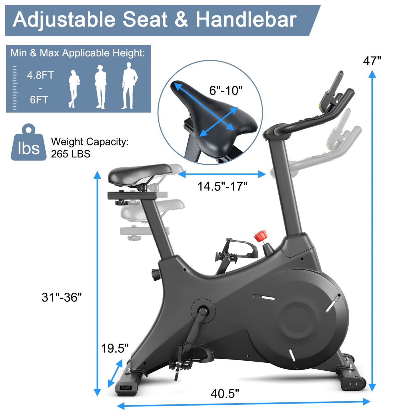 Goplus Exercise Bike, Magnetic Resistance Stationary Bike with Bulit-in Safe Flywheel, Comfortable Seat Cushion