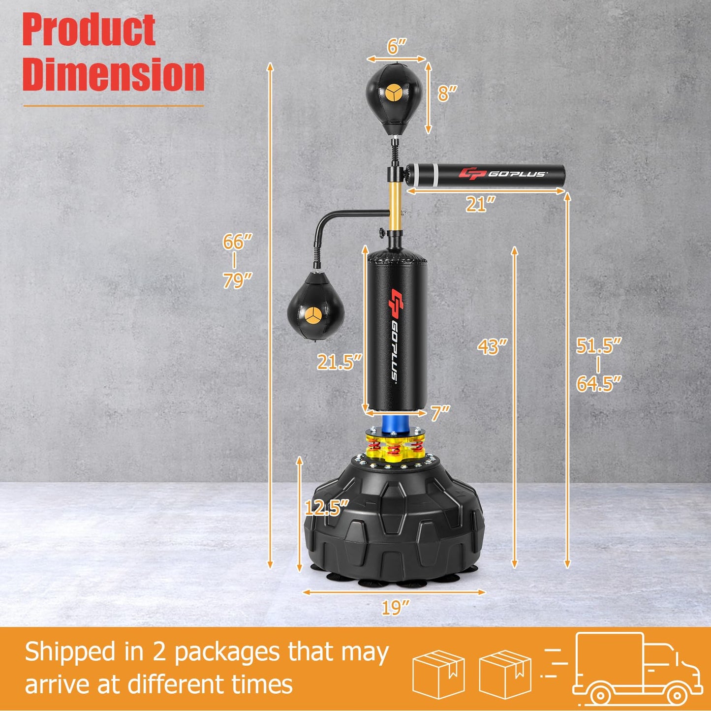 Goplus Boxing Speed Trainer, Freestanding Punching Bag 360-degree Spinning Bar with 2 Reflex Speed Balls