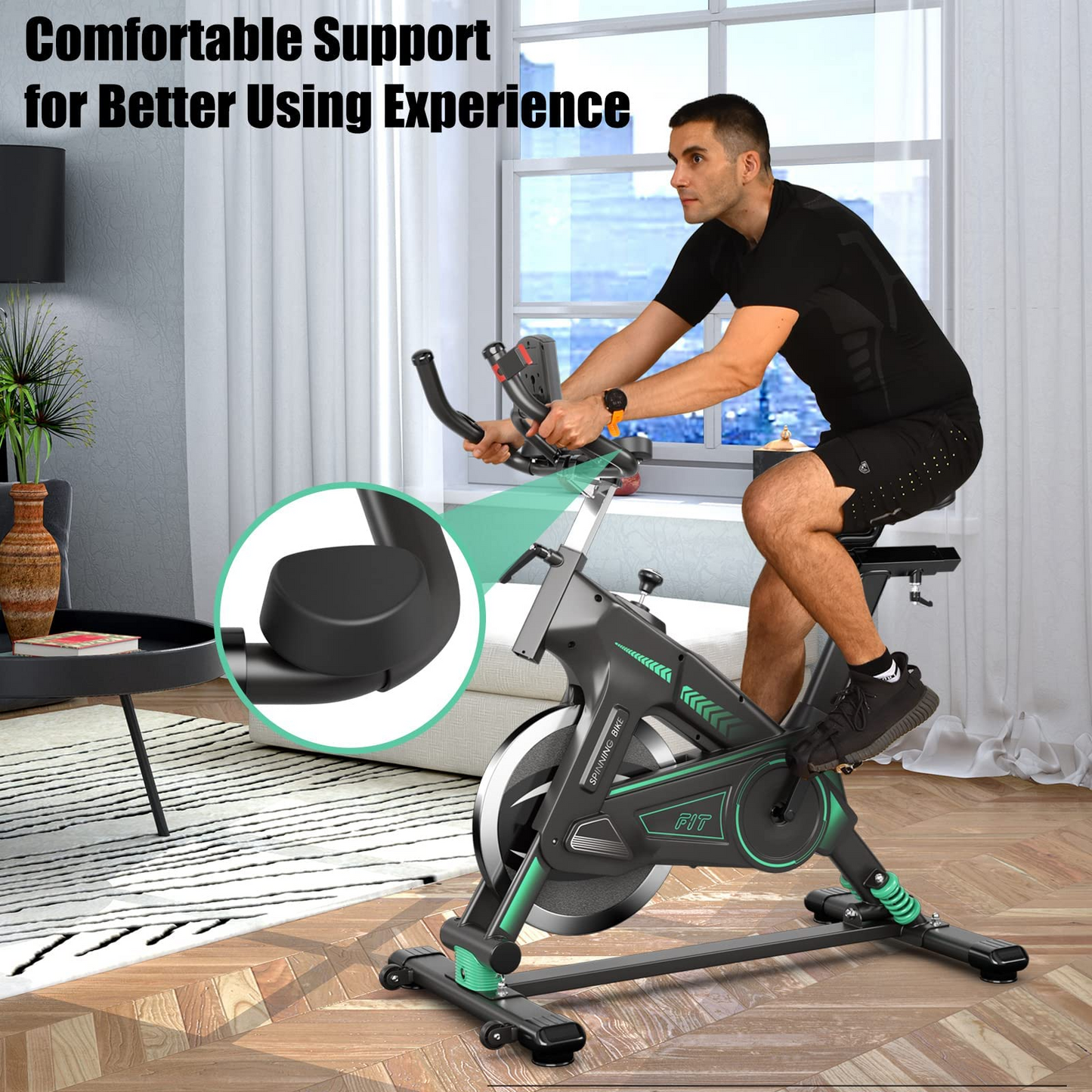 Goplus Indoor Cycling Bike, Stationary Exercise Bike Workout Bike with Device Holders