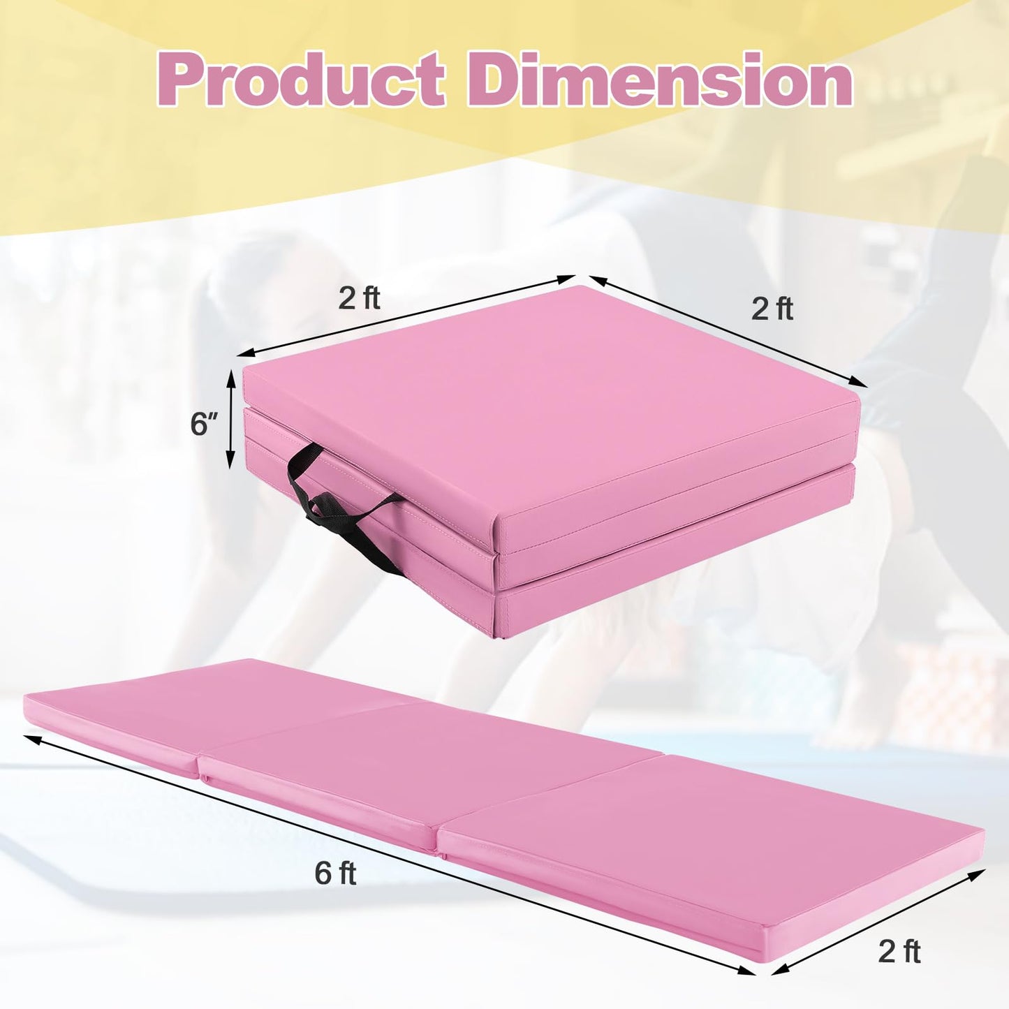 Goplus 6¡¯ x 2¡¯ x 2 Thick Tri-Fold Exercise Tumbling Mat w/Carrying Handles