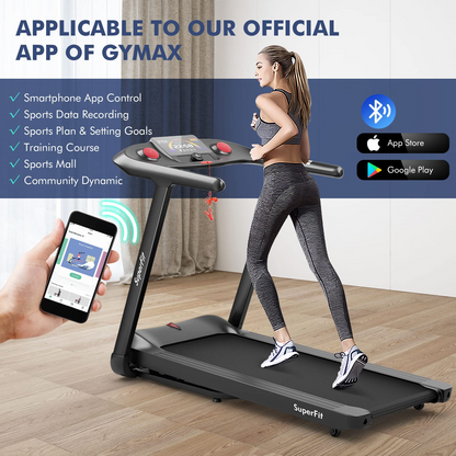 Goplus 4.75HP Folding Treadmill with 15% Auto Incline, Electric Superfit Treadmill w/Voice and APP Control
