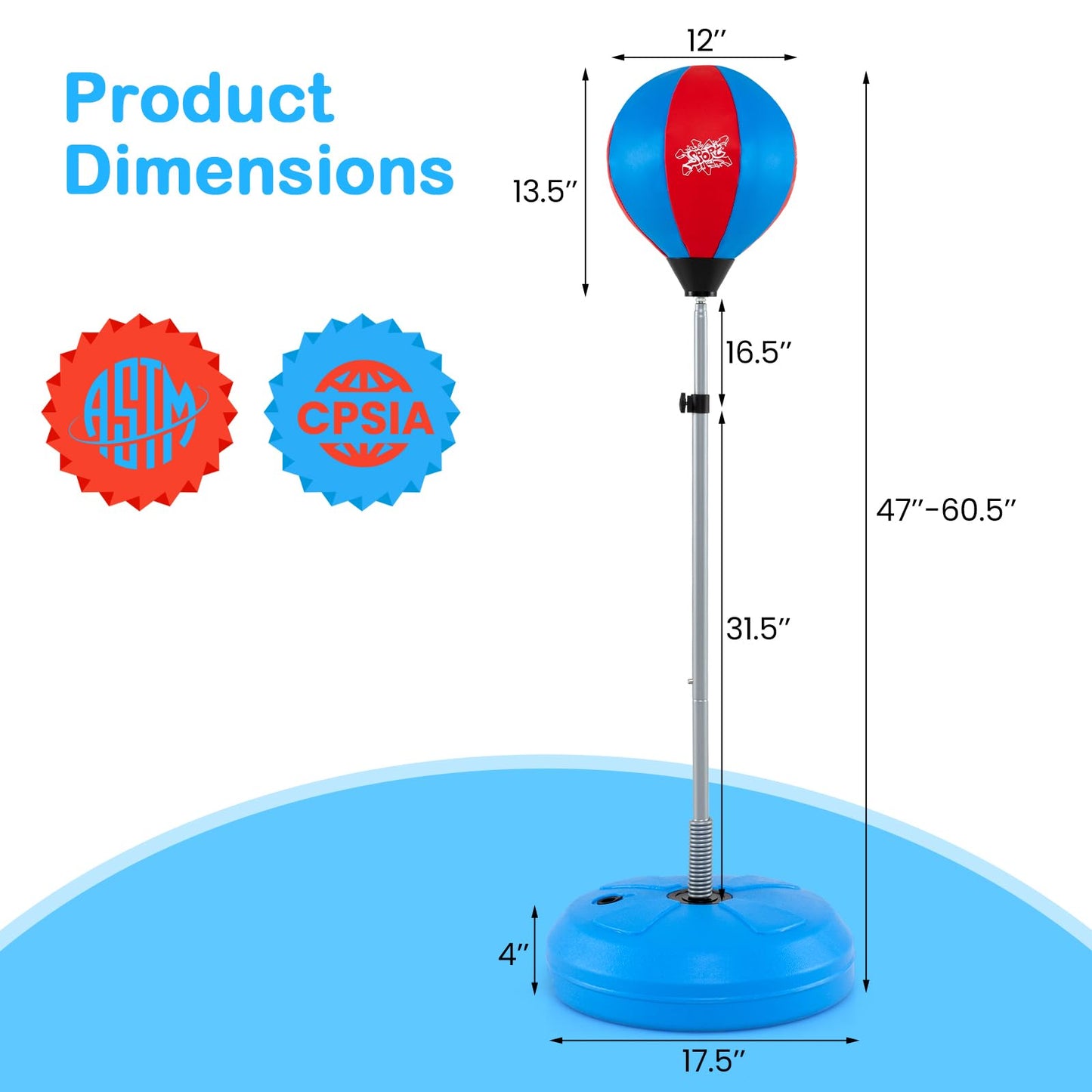 Goplus Punching Bag for Kids Adjustable Boxing Toy Set with Reflex Bag