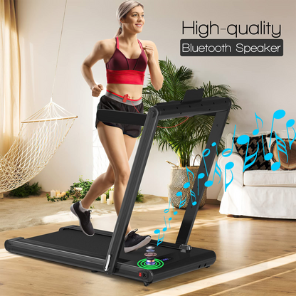 Goplus 2-in-1 Folding Treadmill, 2.25HP Electric Under Desk Treadmill W/LED Display
