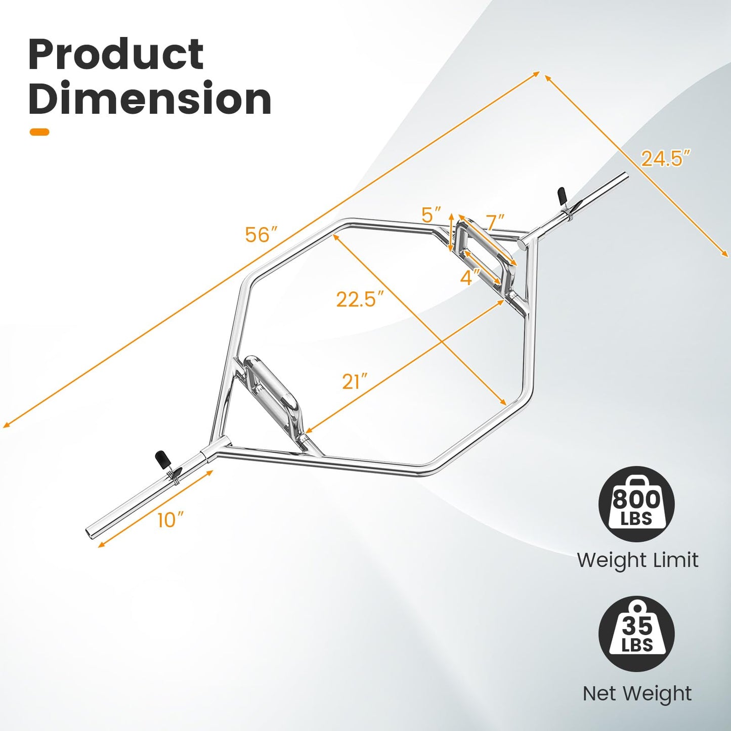 Goplus 56¡¯¡¯ Olympic Hex Trap Bar, Fit 1¡¯¡¯ Weight Plates