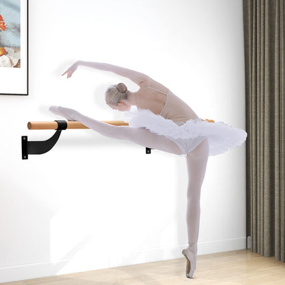 Goplus Wall Mounted Ballet Barre, 4 FT Solid Beech Wood Ballet Bar