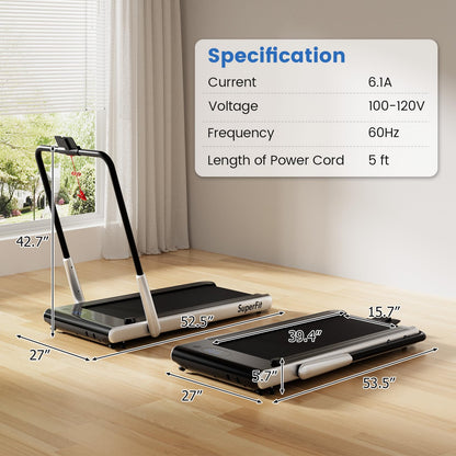 Goplus 340 LBS Capacity Walking Pad with Handle Bar Under Desk Treadmill with Apps