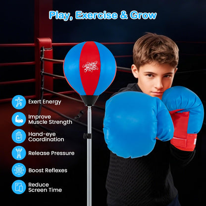 Goplus Punching Bag for Kids Adjustable Boxing Toy Set with Reflex Bag