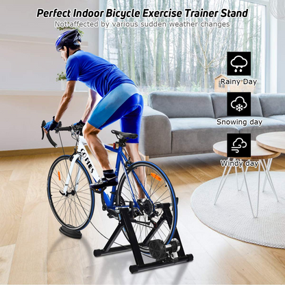 Goplus Bike Trainer Stand, Indoor Magnetic Exercise Bicycle Trainers with 8 Levels Resistance