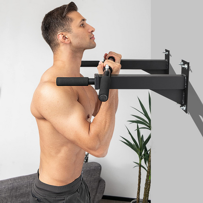 Goplus Wall Mounted Pull Up Bar, Steel Chin Up Bar w/ 3 Grip Positions