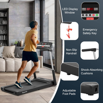 Goplus 2.25HP Folding Treadmill, Compact Superfit Treadmill with LED Display and APP Control