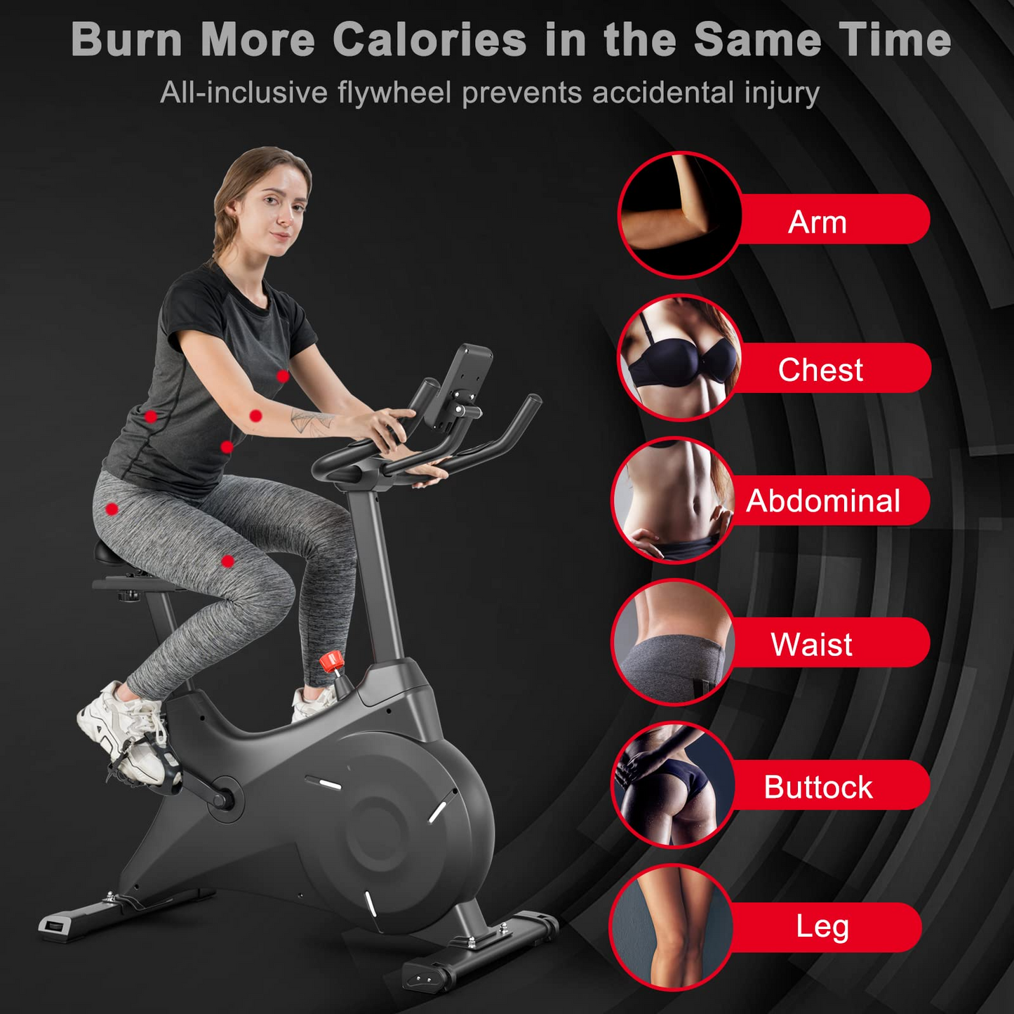 Goplus Exercise Bike, Magnetic Resistance Stationary Bike with Bulit-in Safe Flywheel, Comfortable Seat Cushion