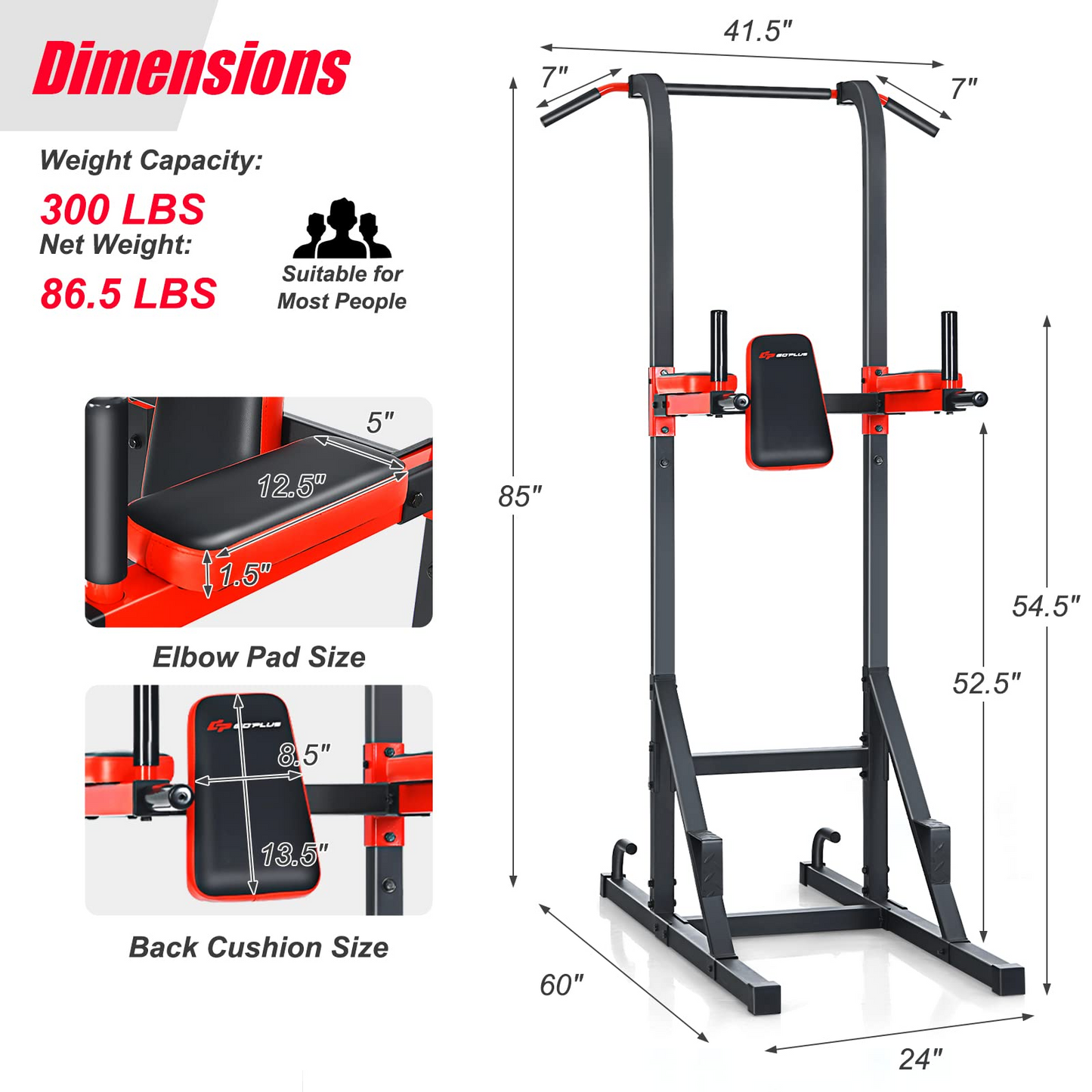 Goplus Power Tower Pull Up Bar Dip Station