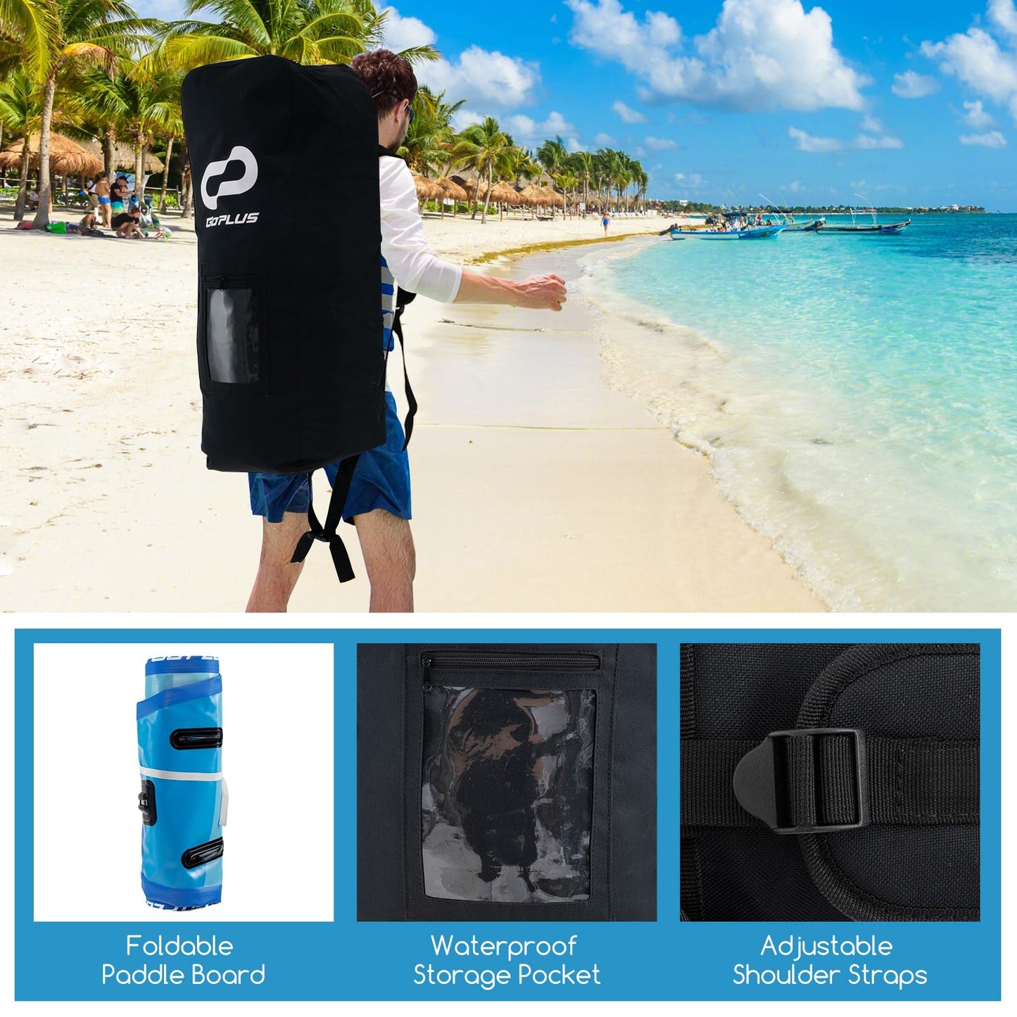 Goplus Inflatable Stand Up Paddle Board, 11FT SUP with Accessory Pack