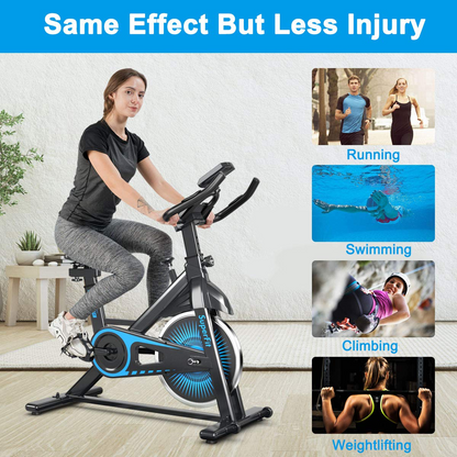 Goplus Indoor Cycling Bike, Silent Belt Drive Exercise Bike with Steel Flywheel, Phone Holder