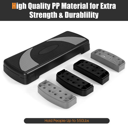 Goplus 31 Aerobic Exercise Stepper Deck, Adjustable Fitness Workout Step Platform Trainer with Risers