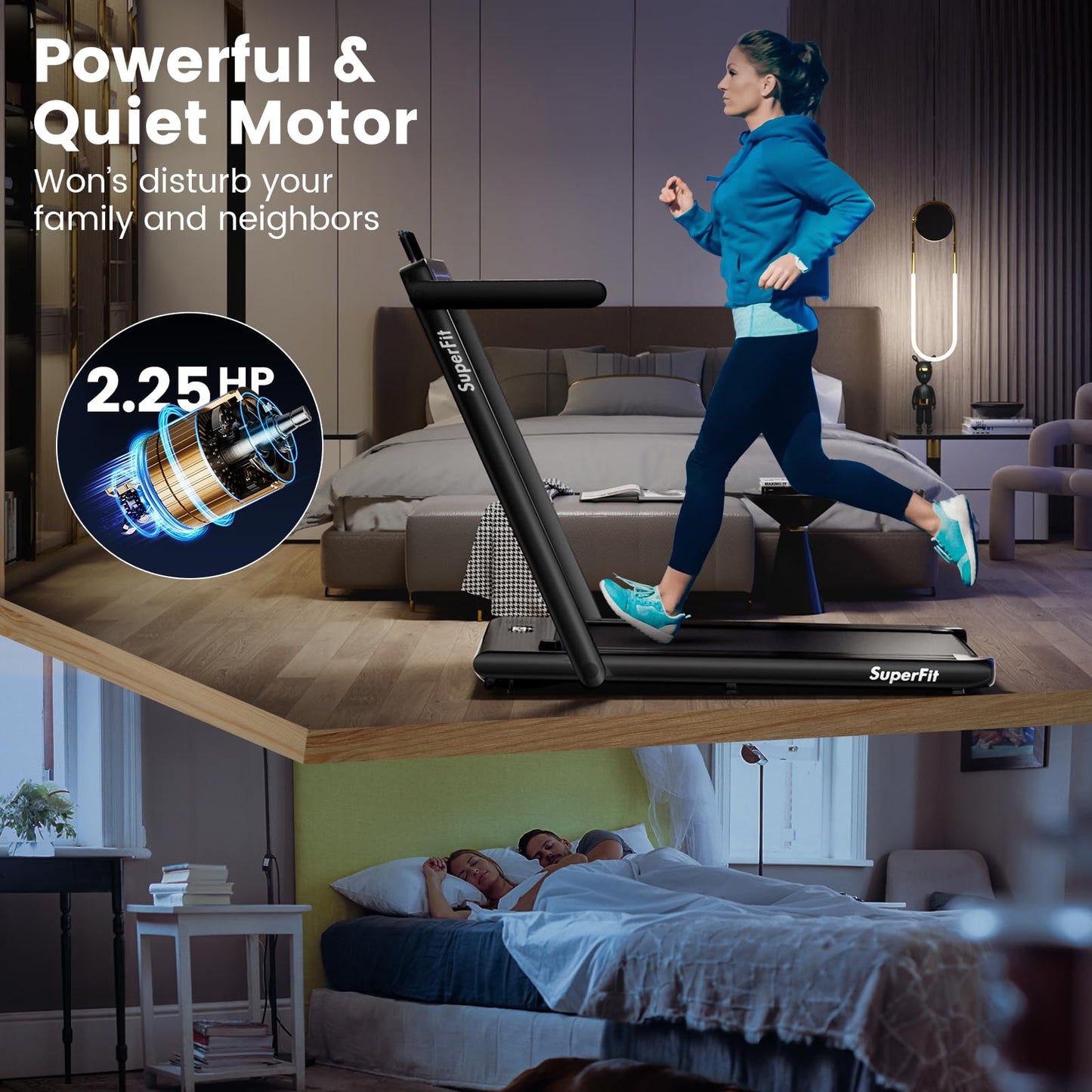 Goplus 2 in 1 Under Desk Treadmill, 2.5HP Superfit Folding Treadmill with Touch Panel Control, Treadmills for Home Office