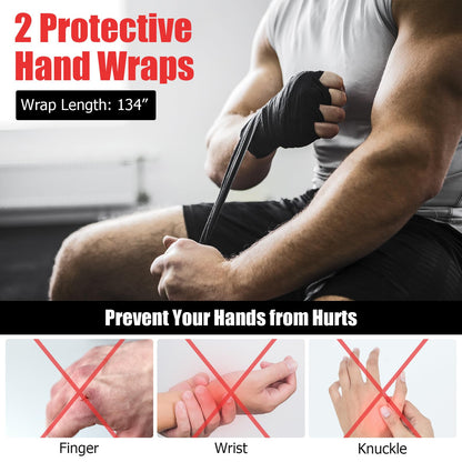 Goplus Punching Bag, Unfilled Heavy Boxing Bag Set with 12OZ Gloves, Wraps, Ceiling Hook, Hanging Kick Boxing Bag for Adults Youth