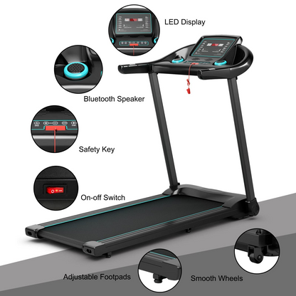 Goplus 2.25HP Folding Treadmill, Portable Electric Superfit Treadmill W/APP Control