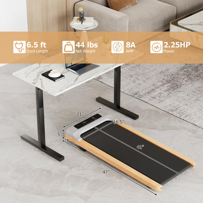 Goplus Walking Pad, Wooden Under Desk Treadmill for Home and Office