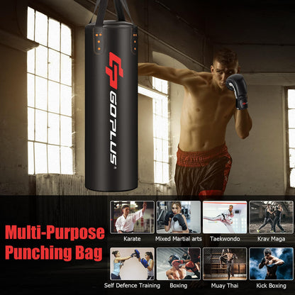 Goplus Punching Bag, Unfilled Heavy Boxing Bag Set with 12OZ Gloves, Wraps, Ceiling Hook, Hanging Kick Boxing Bag for Adults Youth