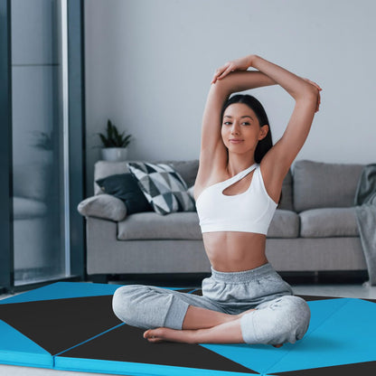 Goplus Folding Gymnastics Mat, 10¡¯ x 4¡¯ x 2¡¯¡¯ Thick Tumbling Mats with PU Leather, Hook & Loop Fasteners