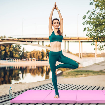 Goplus 8' x 4' Folding Gymnastics Mat, 2 Thick 4 Fold Exercise Tumbling Mat with Carrying Handles for Home Gym Fitness