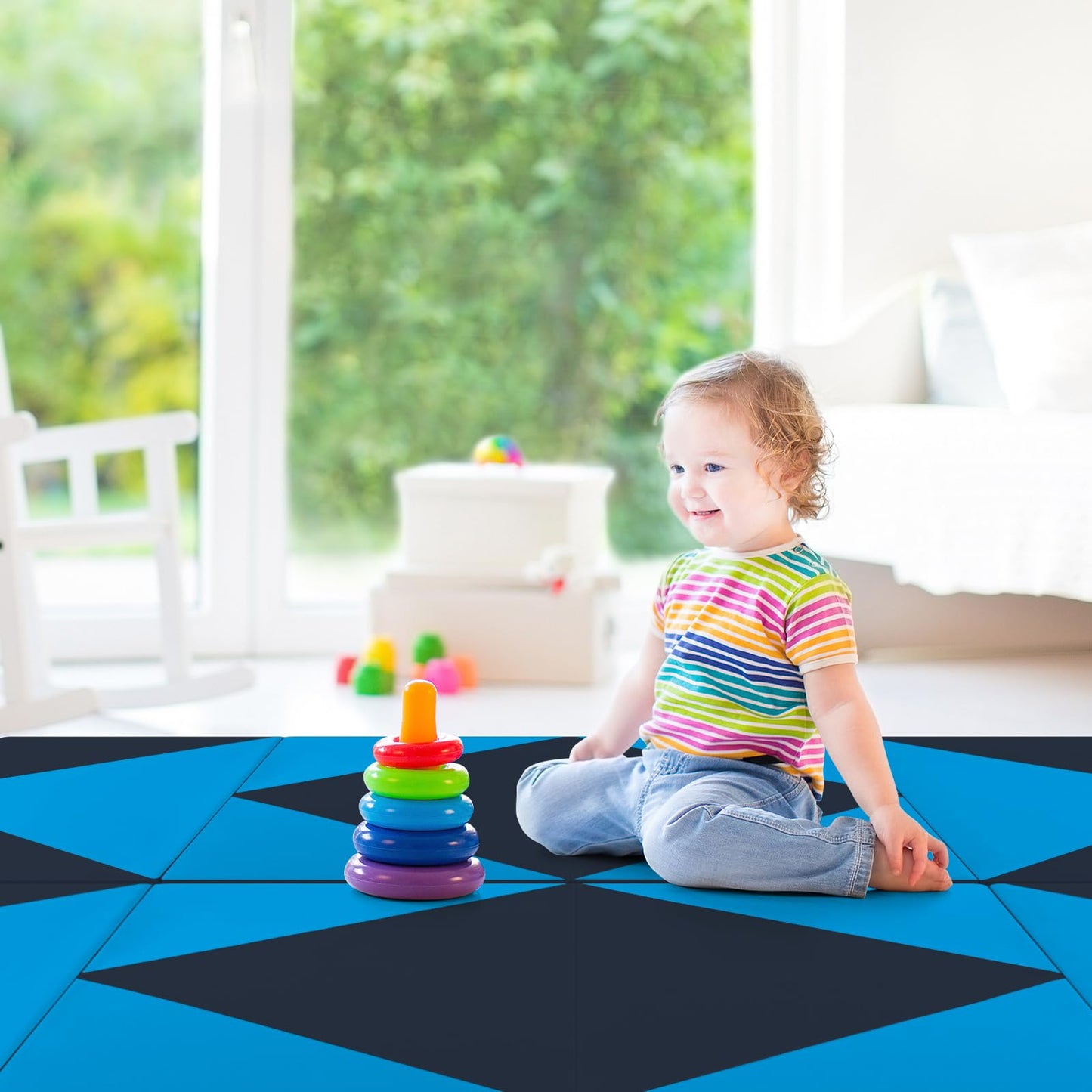 Goplus 8' x 4' x 2 Folding Tumbling Mat with Carry Handles Hook & Loop Fasteners