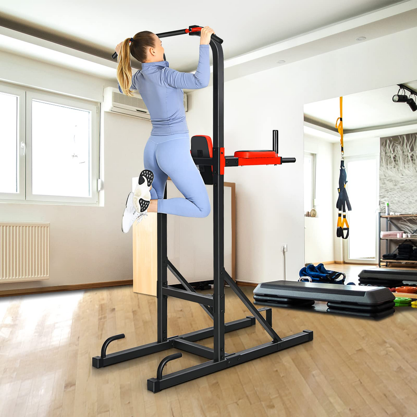 Goplus Power Tower Pull Up Bar Dip Station
