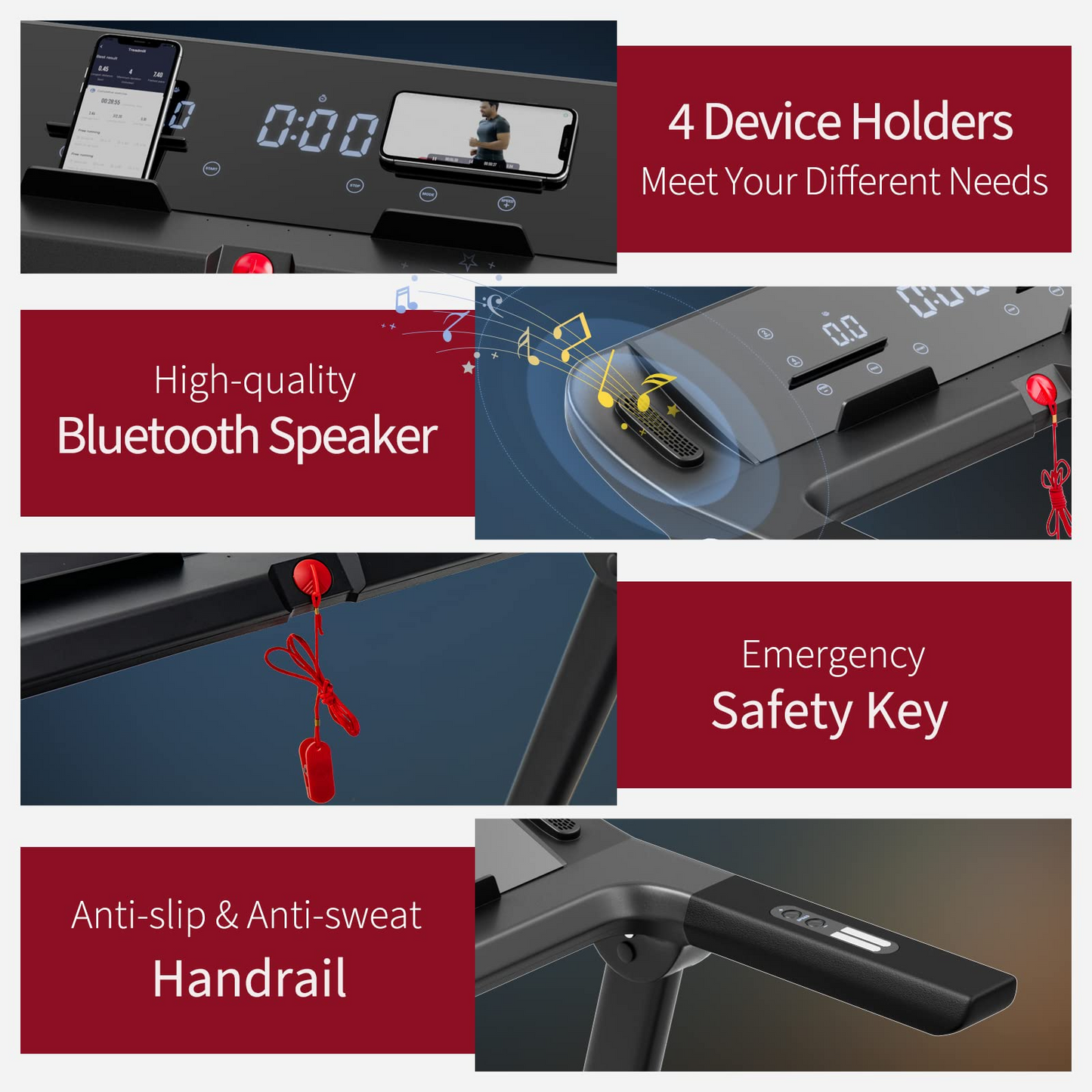 Goplus 3.75HP Folding Treadmill, Freestanding Superfit Treadmill with APP, 12 Preset Programs