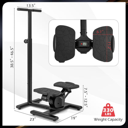 Goplus 2 in 1 Twist Stepper with Handlebar Waist Twister Platform & LCD Monitor