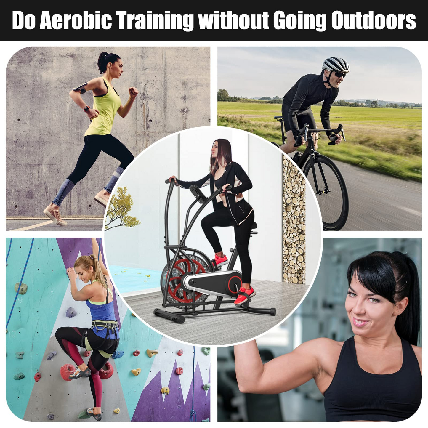 Goplus Air Bike, Fan Exercise Bike with Unlimited Resistance