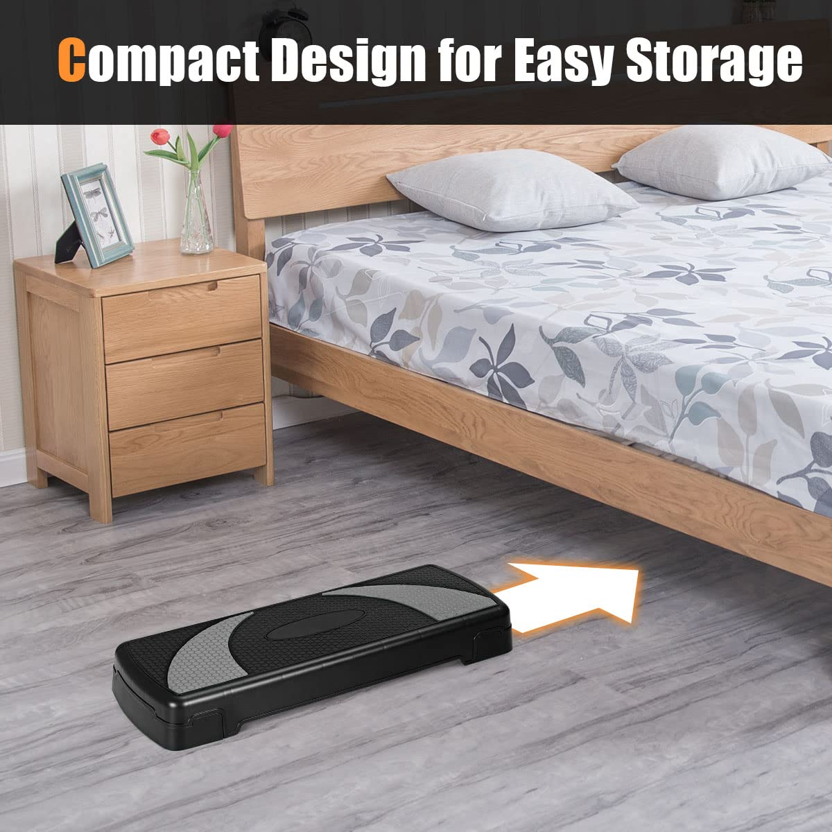 Goplus 31 Aerobic Exercise Stepper Deck, Adjustable Fitness Workout Step Platform Trainer with Risers