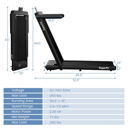 Goplus 2 in 1 Under Desk Treadmill, 2.5HP Superfit Folding Treadmill with Touch Panel Control, Treadmills for Home Office