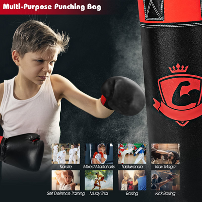 Goplus Punching Bag Set for Kids , Filled Boxing Heavy Bag with Punching Gloves & Hand Wraps