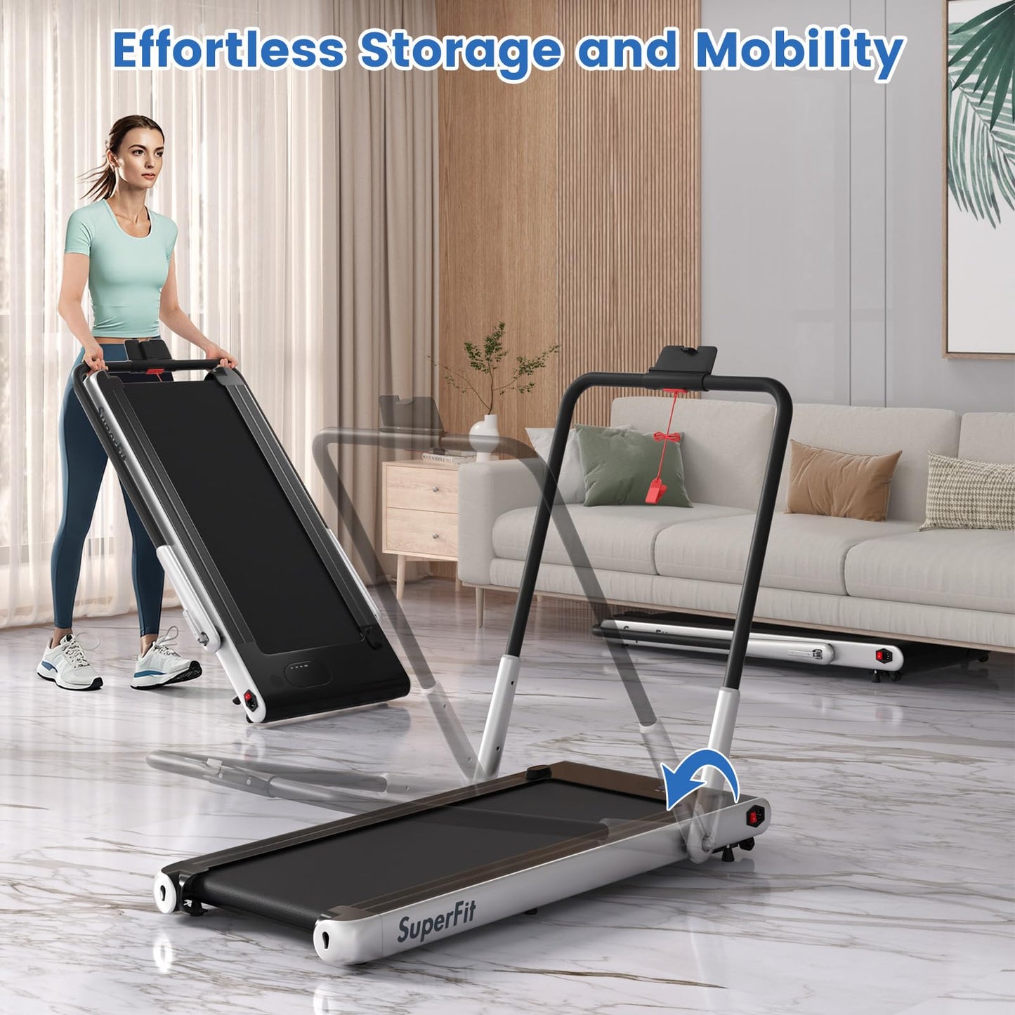 Goplus 340 LBS Capacity Walking Pad with Handle Bar Under Desk Treadmill with Apps