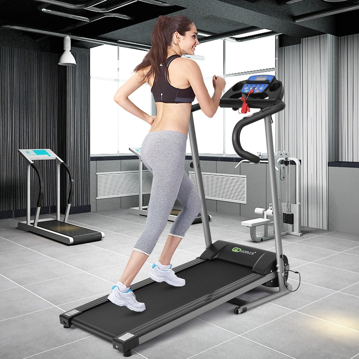 Electric Folding Treadmill with LCD Display and Heart Rate Sensor