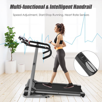 Electric Folding Treadmill with LCD Display and Heart Rate Sensor