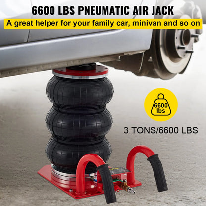 3 Ton Triple Bag Air Jack, Portable Pneumatic Car Jack