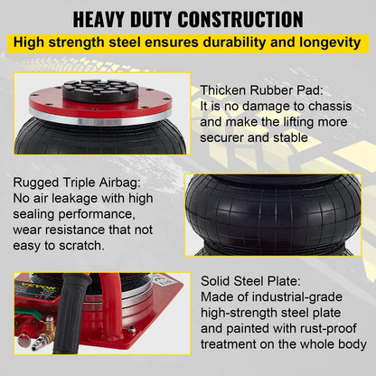 3 Ton Triple Bag Air Jack, Portable Pneumatic Car Jack