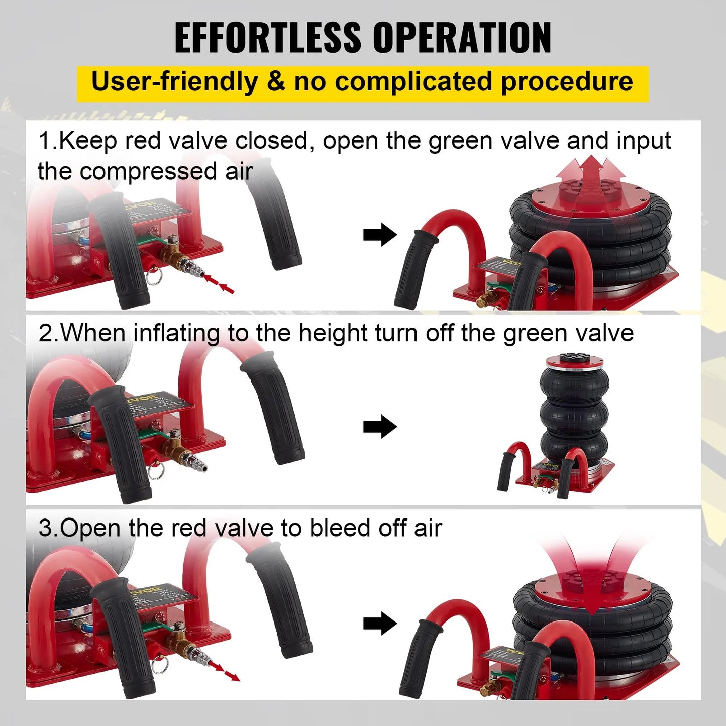 3 Ton Triple Bag Air Jack, Portable Pneumatic Car Jack