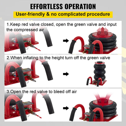 3 Ton Triple Bag Air Jack, Portable Pneumatic Car Jack
