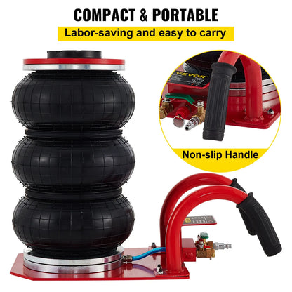 3 Ton Triple Bag Air Jack, Portable Pneumatic Car Jack